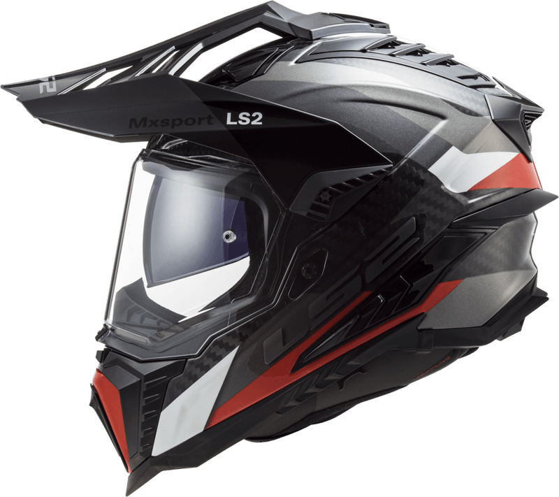 CASCO LS2 701 EXPLORER CARBONO FRONTIER BRILLO TITANIUM/ROJO